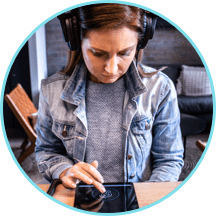 No-touch remote hearing testing conducted by female